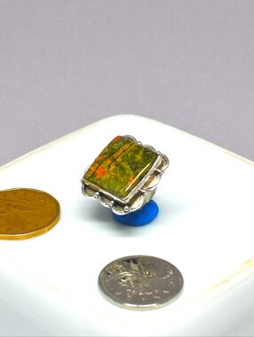 Unakite sterling silver ring from African artisan